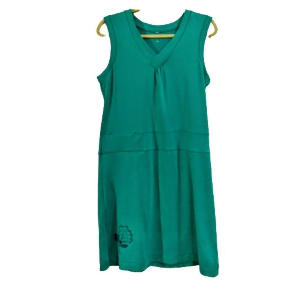 Teal t-shirt golf  dress size Large, sleeveless, zipper pocket, coverup